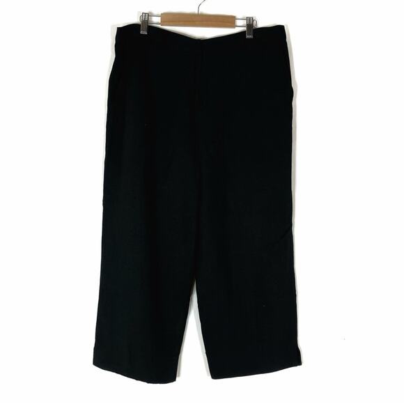 Larry Levine | Black Linen Blend Wide Leg Capri Pants 12 - Picture 1 of 4